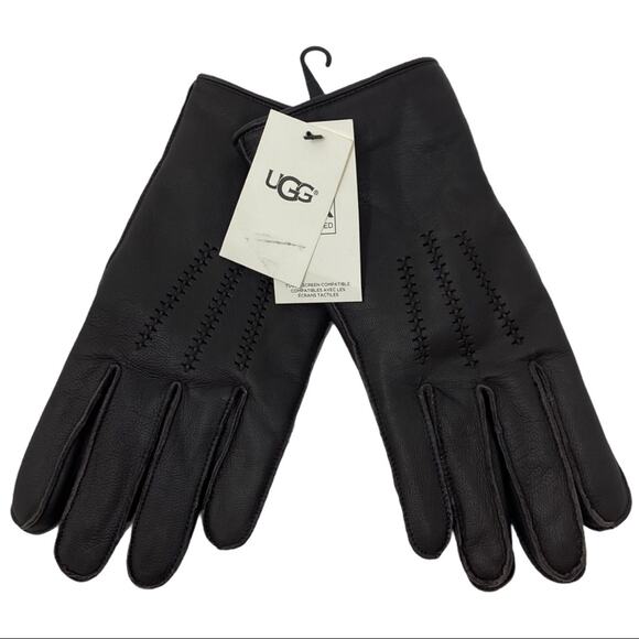Ugg Brown Leather Wrangell Glove Conductive NWT - Picture 1 of 11
